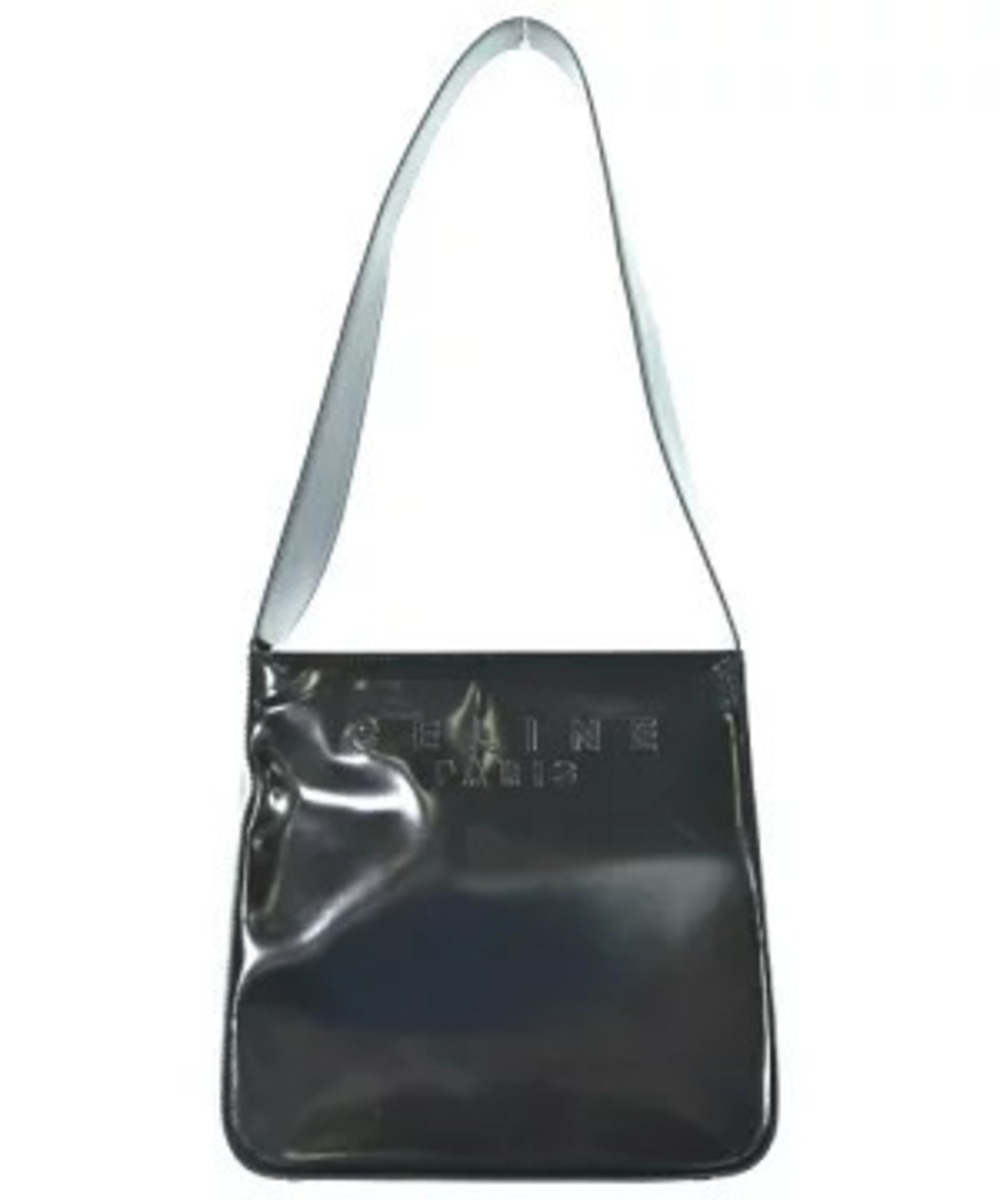 Celine black patent leather Celine shoulder bag embossed logo